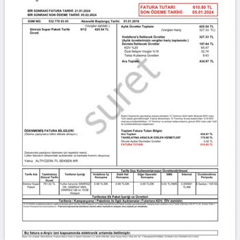 Vodafone Mobil Ödeme Fatura Tutarının İptal Edilmesi