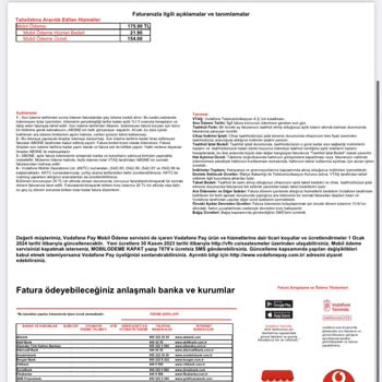 Vodafone Mobil Ödeme Fatura Tutarının İptal Edilmesi