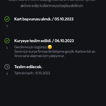 Papara Black Kartım Gelmiyor