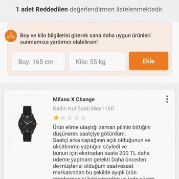 Saat & Saat Sayfasının Tarafıma Göndermiş Olduğu Çalışmayan Saat