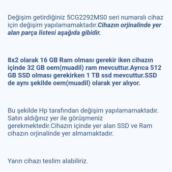 HP 240 G9 İ7 Bilgisayarın Ayıplı Olması