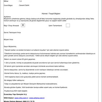 Artema Ayıplı Ürününü Kabul Etmiyor!