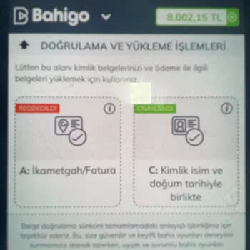 Bahigo Fatura Ve İkametgah Onay Vermedi