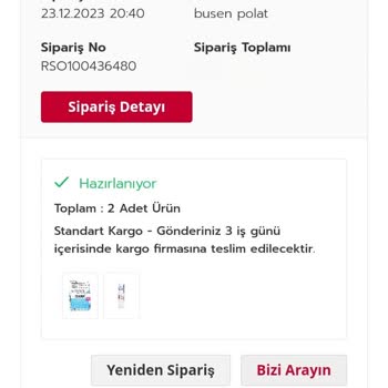 Rossmann Sipariş Gecikmesi Ve Siparişin Hazırlanıyor Görünmesi