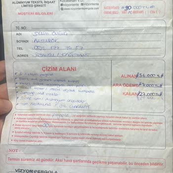 Vizyon Tente Pergola Verilen Sözler Tutulmadı, Mağduriyet Yaşadım