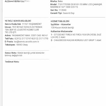 Hotpoint Indesit Vestel Yetkili Servisinde Abartılı Tamir Ücreti