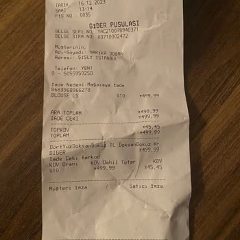 Koton Fatura Yerine Gider Pusulası Verdi