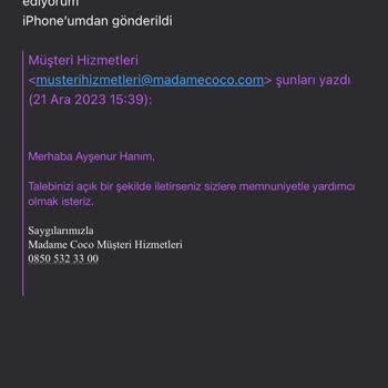 Madame Coco Eksik Ürün Gönderildi