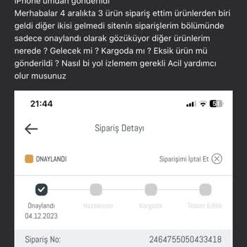 Madame Coco Eksik Ürün Gönderildi