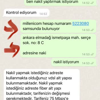 Millenicom Yanlış Aboneliğe Nakil İşlemi Yaptı