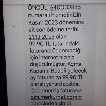 Merkür Net Telekominasyon Sorumsuzluğu