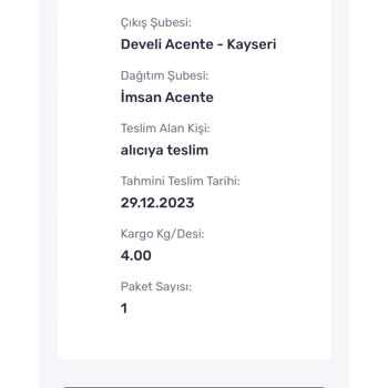 İmsan Şube Sürat Kargo Şikayet