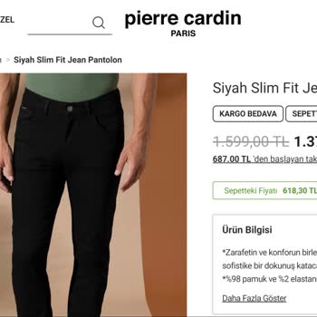 Pierre Cardin Giyim Siyah Pantolonun Hemen Solması
