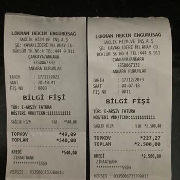 Lokman Hekim Hastaneleri Detay Fatura Vermemeleri