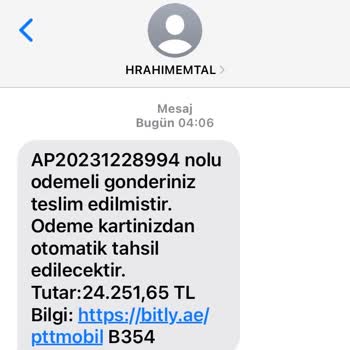 PTT Kargo Ön Ödemeli Sahte Mesaj