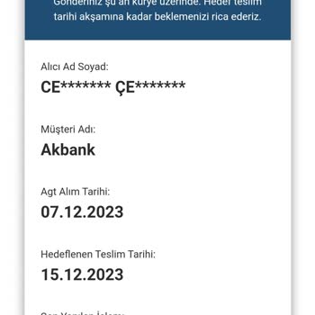 AGT Kurye (aynigunteslim.com) Kargo Şirketi Kredi Kartı Teslimatında Gecikme Yaşıyor