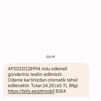 PTT Kargo Sahte Bildirimi Mesaj