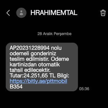 PTT Kargo İzinsiz Ödeme Tahsilatı Şikayeti