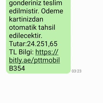 PTT Kargo Alakam Olmayan Mesaj
