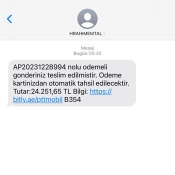 PTT Kargo Linkli Sahte Mesaj