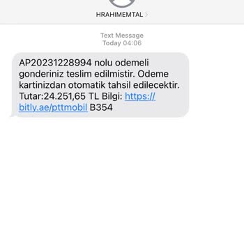 PTT Kargo Sahte Kargo Mesajı