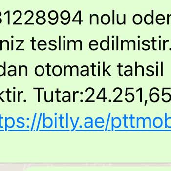 PTT Kargo Almadığım Ürünü Kargolamış Ve Ücret Bildiren Mesaj