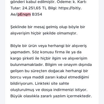 PTT Kargo Sahte Kargo Mesajı