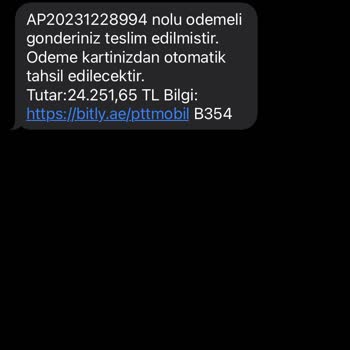 PTT Kargo Sahte Mesaj Yazısı