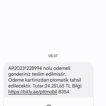 Hrahımemtal (SMS) PTT Kargo Adı Altında İzinsiz Ödeme Tahsilatı Şoku!