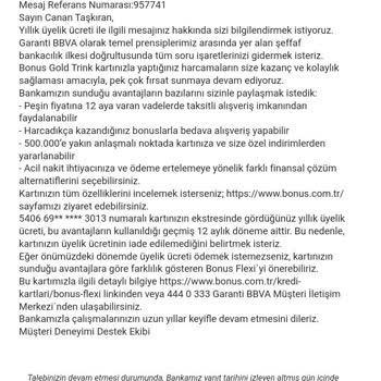 Garanti Bonus Kart Aidatını İade Etmiyor