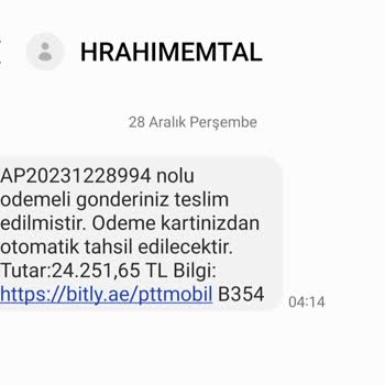 Hrahımemtal (SMS) Sahte Kargo Mesajı