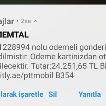 PTT Kargo Sahte PTT Mobil Kargo Mesajı