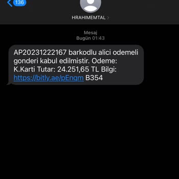 PTT Kargo Bilgim Dışında Gelen Mesaj Hakkında Şikayet
