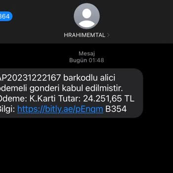 PTT Kargo Bilgim Dışında Verilen Sipariş