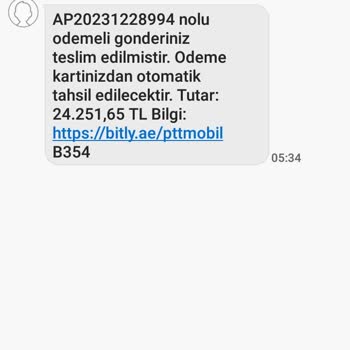 PTT Kargo İstenmeyen Kargo Ve Ödeme SMS'i!