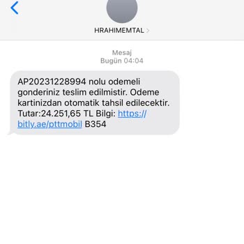 PTT Kargo Sahte Kargo Mesaj Geldi