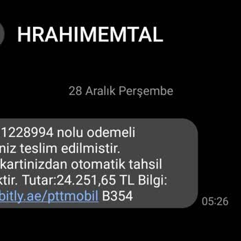 PTT Kargo PTT Mobil'den Yanlış Mesaj Ve Haksız Tahsilat Şoku!