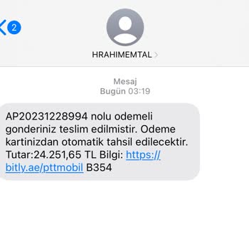 PTT Kargo Sahte Kargo Mesajı