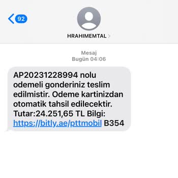 PTT Kargo Sahte Mesaj Bildirimi