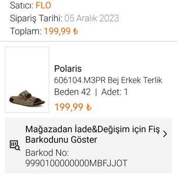 FLO Ayakkabı FLO Mağazasından Terlik Aldım Tedarik Edilememesi