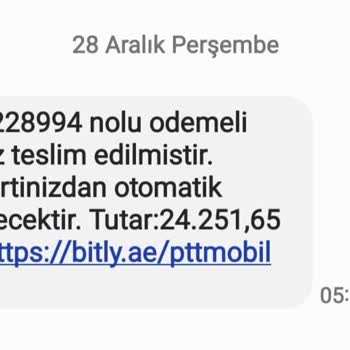 PTT Kargo Yapmadığım Alışveriş İçin Gelen SMS