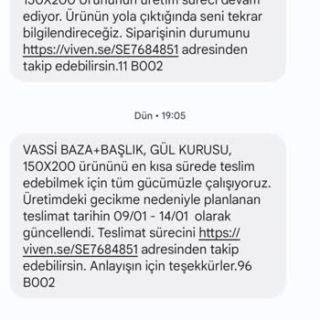 Vivense Siparişin Sürekli Ertelenmesi