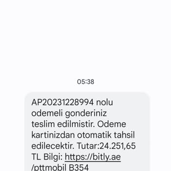 PTT Kargo Haksız Tahsilat Girişimi Ve SMS Şaşkınlığı