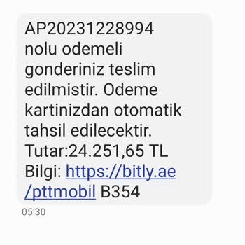 PTT Kargo SMS Belirsiz Kargo Ve Ödeme
