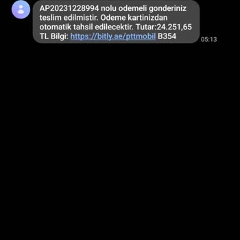 PTT Kargo Mesajı Gereği Yapılsın