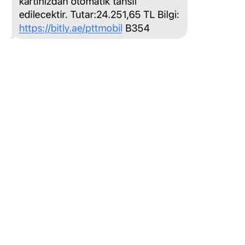 PTT Kargo PTT Mobil Borç Mesajı