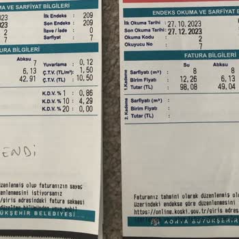 KOSKİ Zile Basılmadan Tahmini Fatura Düzenlenmesi Sorunu