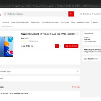 Vodafone Her Şey Yanımda Sepete Ekleyince Değişen Telefon Fiyatı