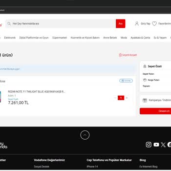 Vodafone Her Şey Yanımda Sepete Ekleyince Değişen Telefon Fiyatı