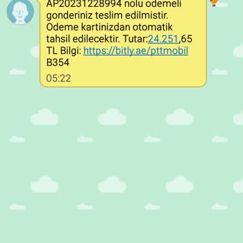 PTT Kargo Hrahımemtal Gönderi Mesajı